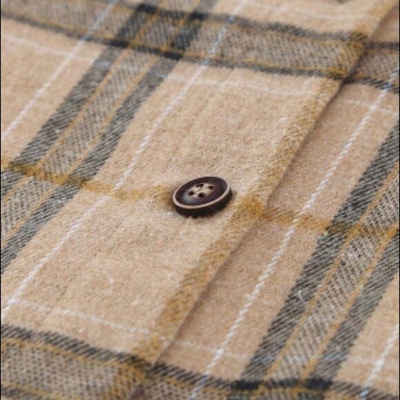 Khaki plaid Flannel Top - Picture 11 of 13